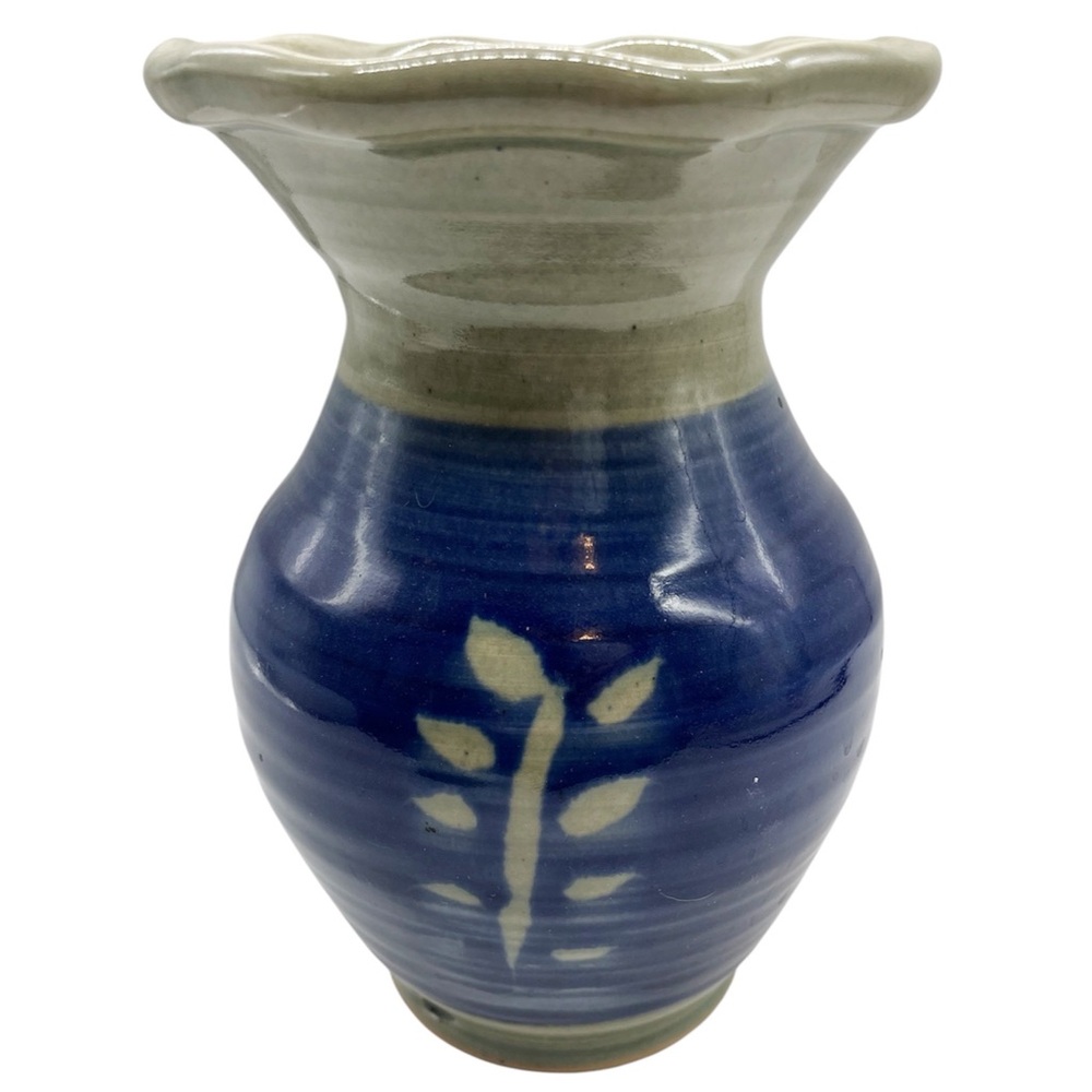 Flower Pottery Vase Stamped  Art Pottery Handmade Cottagecore